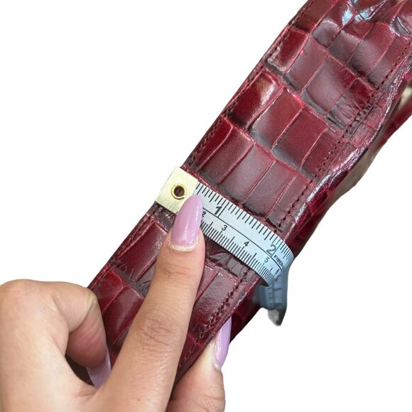 Charter Club Croc Embossed Faux Leather Shoulder Bag Dark Red Y2K Hobo - Picture 13 of 16